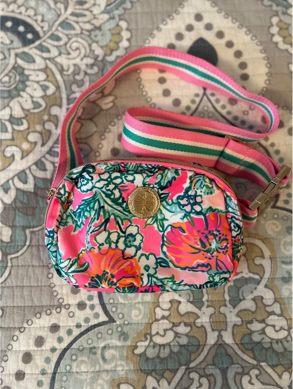 Lilly Pulitzer Floral Pattern Belt Bag with Adjustable Strap